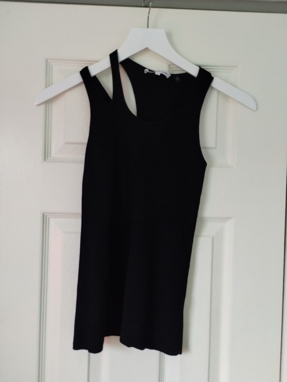 Helmut Lang Black Double-Strap Ribbed Tank XS